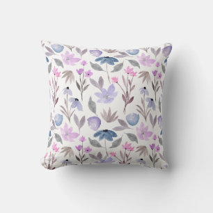 Blueberry Lilac Pink Floral Pattern Trendy Cushion