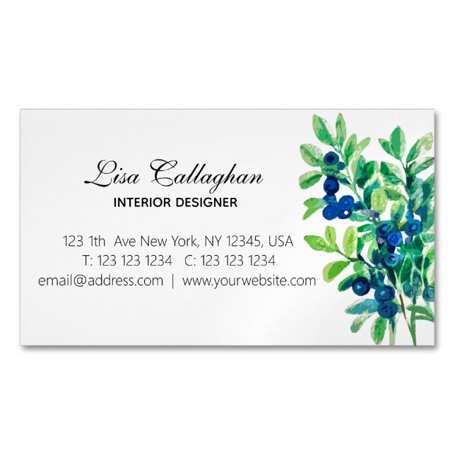 Blueberry Magnetic Business Card (Front)