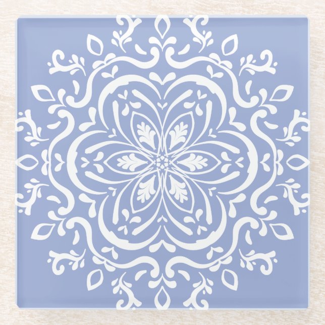 Blueberry Mandala Glass Coaster (Front)