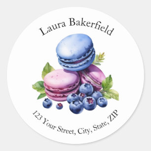 Blueberry Mauve Blue Macaroons Address Label