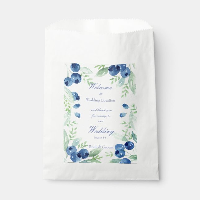 Blueberry Midsummer Rustic Berry Wedding Favour Bag (Front)