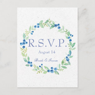 Blueberry Midsummer Rustic Berry Wedding RSVP Invitation Postcard