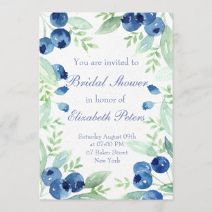 Blueberry Midsummer Rustic Wedding Bridal Shower Invitation