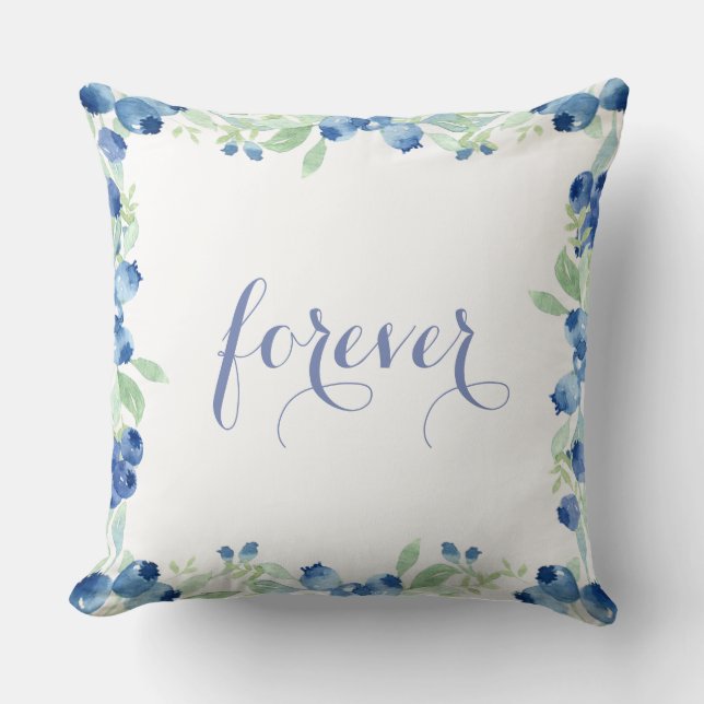 Blueberry Midsummer Rustic Wedding Forever Cushion (Front)