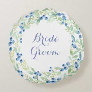 Blueberry Midsummer Rustic Wedding Forever Round Cushion