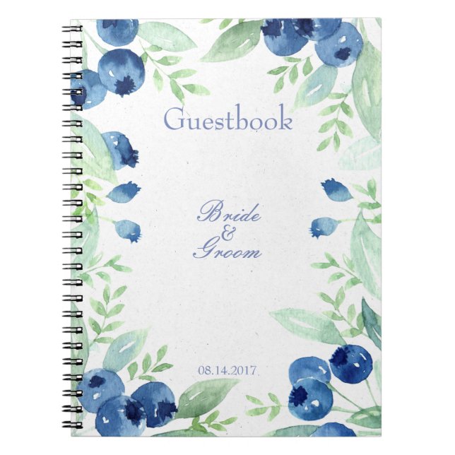 Blueberry Midsummer Rustic Wedding guest book (Front)