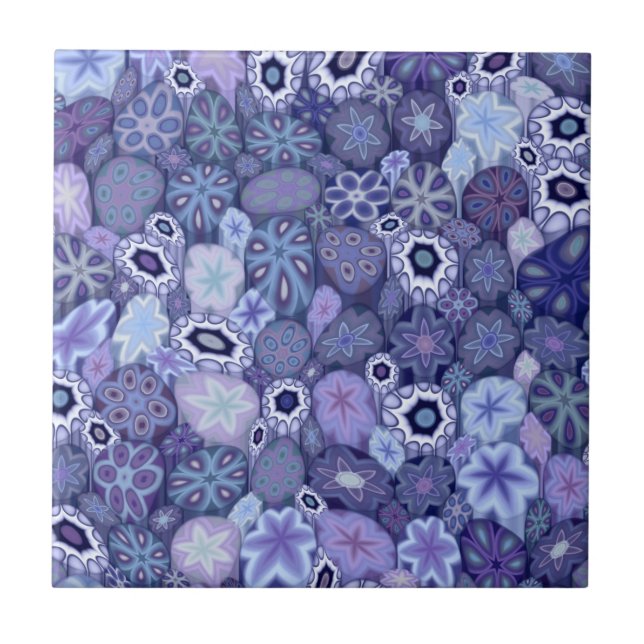Blueberry Millefiori Ceramic Tile (Front)