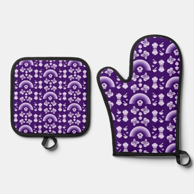 Blueberry Muffin Baker Oven Mitt & Pot Holder Set (Front)