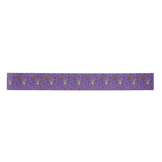 Blueberry Muffin Bloop Cat Custom  Satin Ribbon (Front)