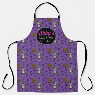 Blueberry Muffin Bloop Cat Pattern Custom Bakery Apron