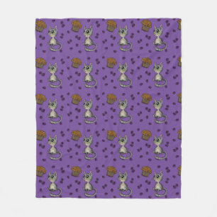 Blueberry Muffin Bloop Cat Pattern Fleece Blanket