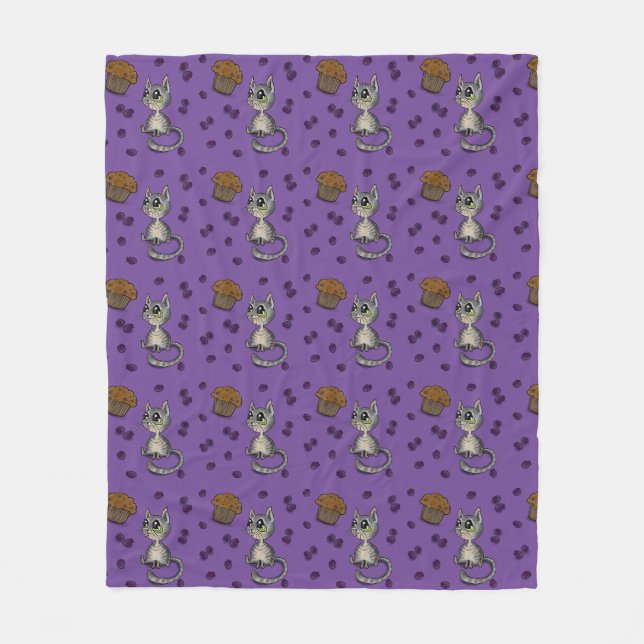 Blueberry Muffin Bloop Cat Pattern  Fleece Blanket (Front)