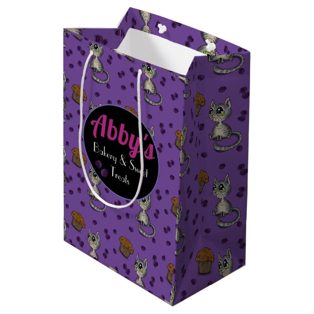 Blueberry Muffin Bloop Cat Pattern Medium Gift Bag (Back Angled)