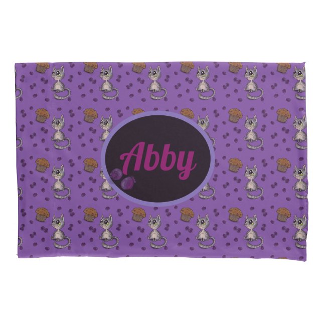 Blueberry Muffin Bloop Cat Pattern Pillowcase (Front)