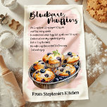 Blueberry Muffin Recipe Personalised Tea Towel<br><div class="desc">Brighten up your kitchen with this personalised Blueberry Muffin Recipe kitchen towel. Perfect for bakers and muffin lovers, this towel features a delicious blueberry muffin recipe and can be customised with your name or a special message. A beautiful and functional addition to any kitchen, making it a great keepsake or...</div>