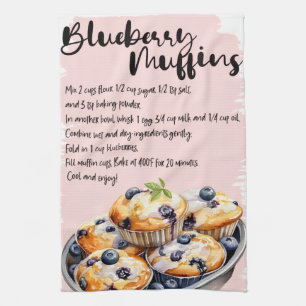 Blueberry Muffin Recipe Tea Towel
