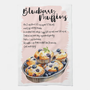 Blueberry Muffins Baking Recipe Tea Towel