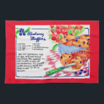 Blueberry Muffins Recipe Tea Towel<br><div class="desc">Great vintage recipe postcard for Blueberry muffins repurposed on a kitchen towel! Makes a wonderful wedding shower gift!</div>