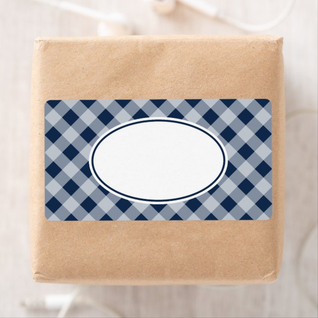 Blueberry Navy Gingham Kitchen Gift Tag Labels (Insitu)
