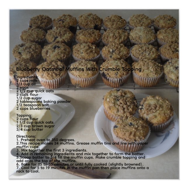 Blueberry Oatmeal Muffins Poster (Front)
