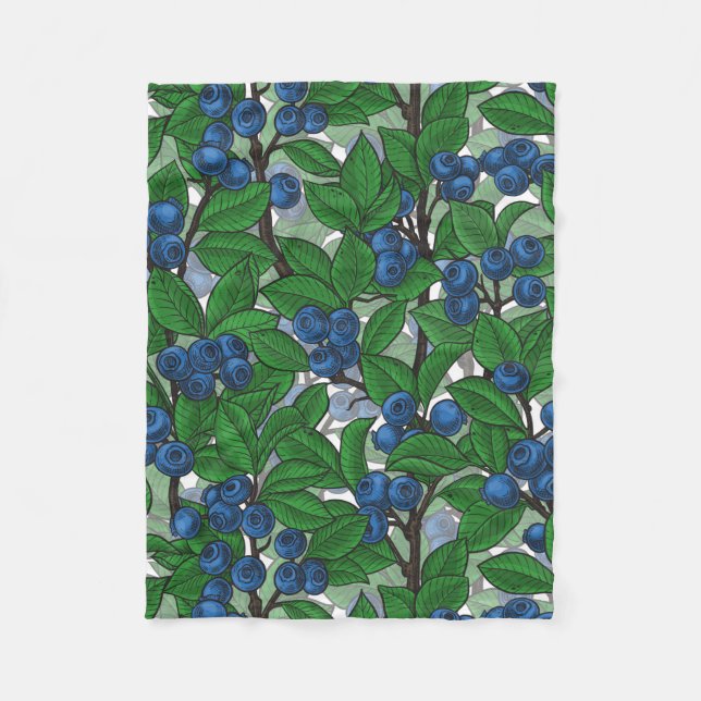 Blueberry on white fleece blanket (Front)