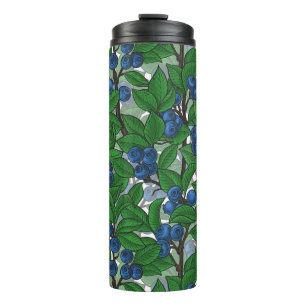 Blueberry on white thermal tumbler