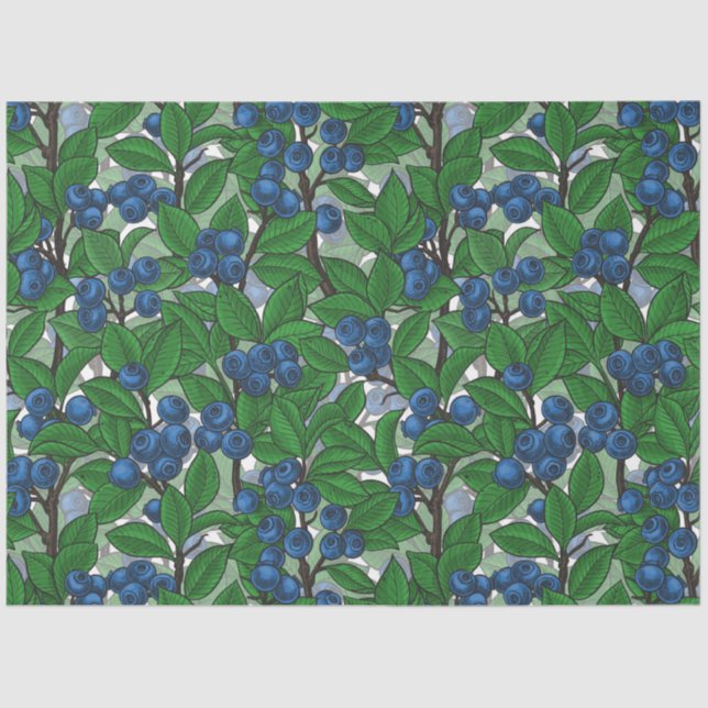 Blueberry on white tissue paper (Front)