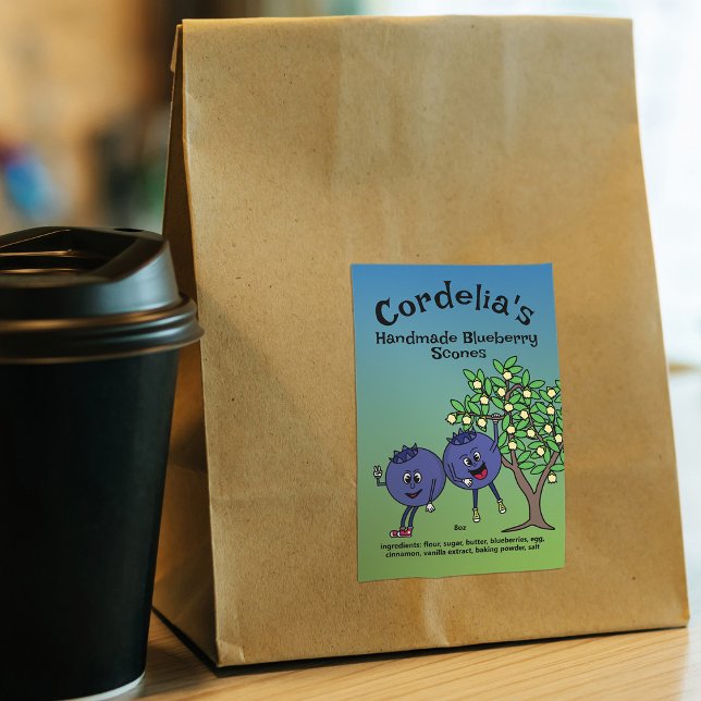 Blueberry Pals Funny Cartoon Jam Scones and More Food Label (Creator Uploaded)