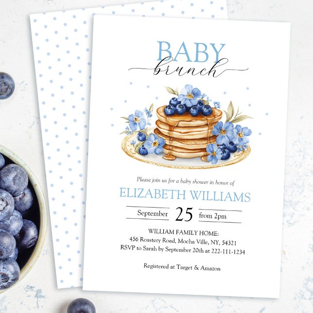 Blueberry Pancake Baby Brunch Baby Shower Invitation (Creator Uploaded)