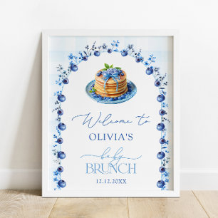 Blueberry Pancake Baby Brunch Baby Shower Welcome Poster