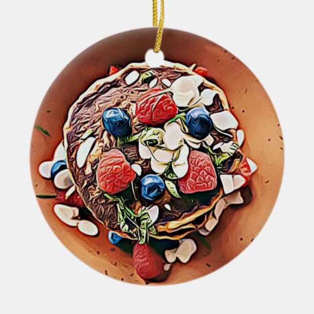 Blueberry Pancakes Funny Gag Food Christmas Ceramic Ornament (Front)
