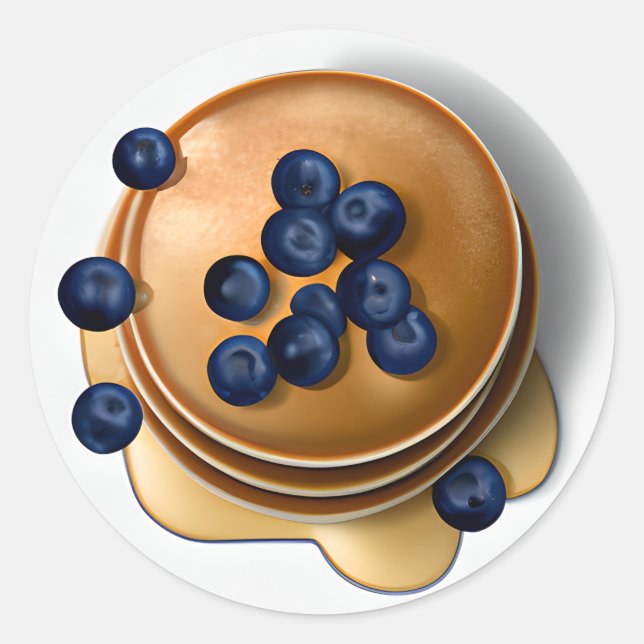Blueberry Pancakes with Syrup Food Classic Round Sticker (Front)