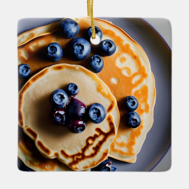  Blueberry Pancakes with Syrup Pun Christmas  Ceramic Ornament (Front)