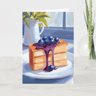 Blueberry Pastry Dessert Cake Watercolor Card