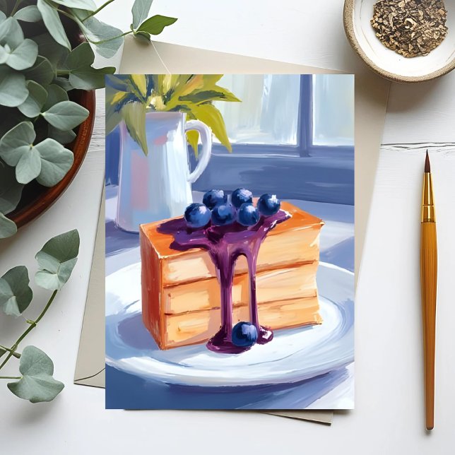 Blueberry Pastry Dessert Cake Watercolor Postcard (Creator Uploaded)