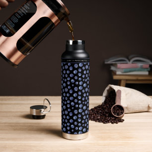 Blueberry Pattern Name Black Blue Water Bottle