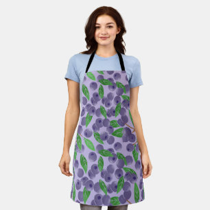 Blueberry pattern on purple background  wrapping p apron