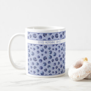 Blueberry pattern on the blue personalised mug