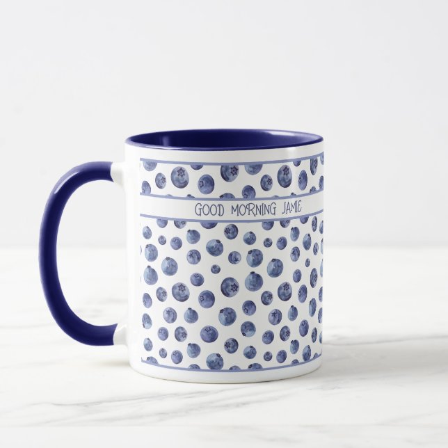 Blueberry pattern personalised mug (Left)