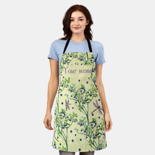 Blueberry pattern with dragonflies apron