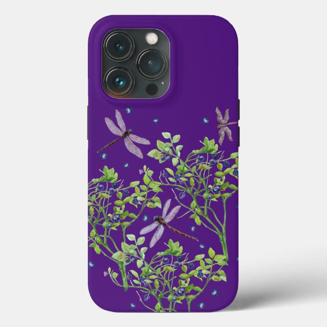 Blueberry pattern with dragonflies Case-Mate iPhone case (Back)