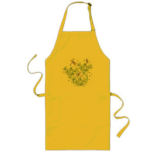 Blueberry pattern with dragonflies long apron