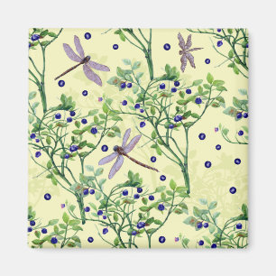 Blueberry pattern with dragonflies magnet