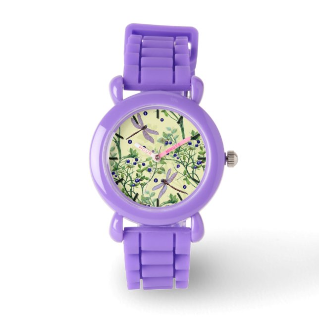 Blueberry pattern with dragonflies watch (Front)