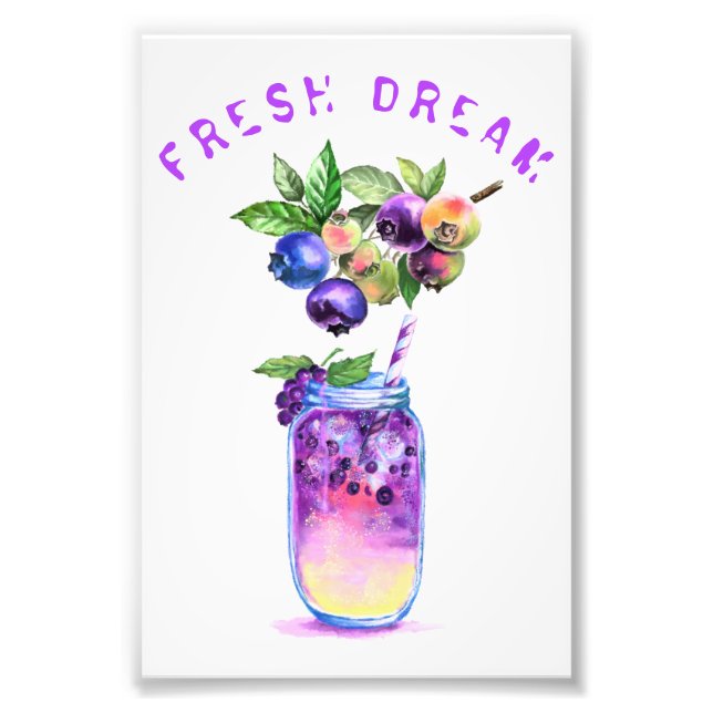 Blueberry Photo Print Fruits Juice Drink Summer  (Front)