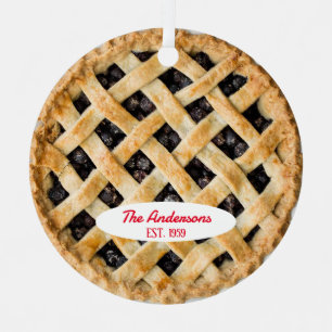 Blueberry Pie Baker Personalised  Metal Tree Decoration