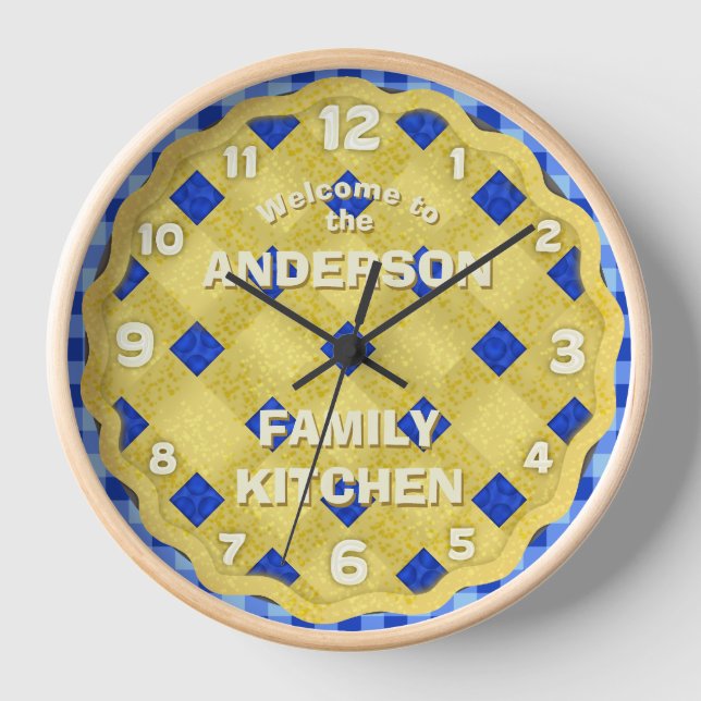 Blueberry Pie Country Kitchen Bakery Diner | Name Wall Clock (Front)
