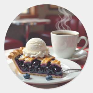 Blueberry Pie, Ice Cream & Coffee Classic Round Sticker