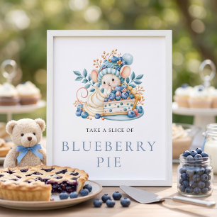 Blueberry Pie Mouse Berry Sweet Baby Shower Poster