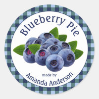Blueberry Pie Plaid 3" Circle Food Label